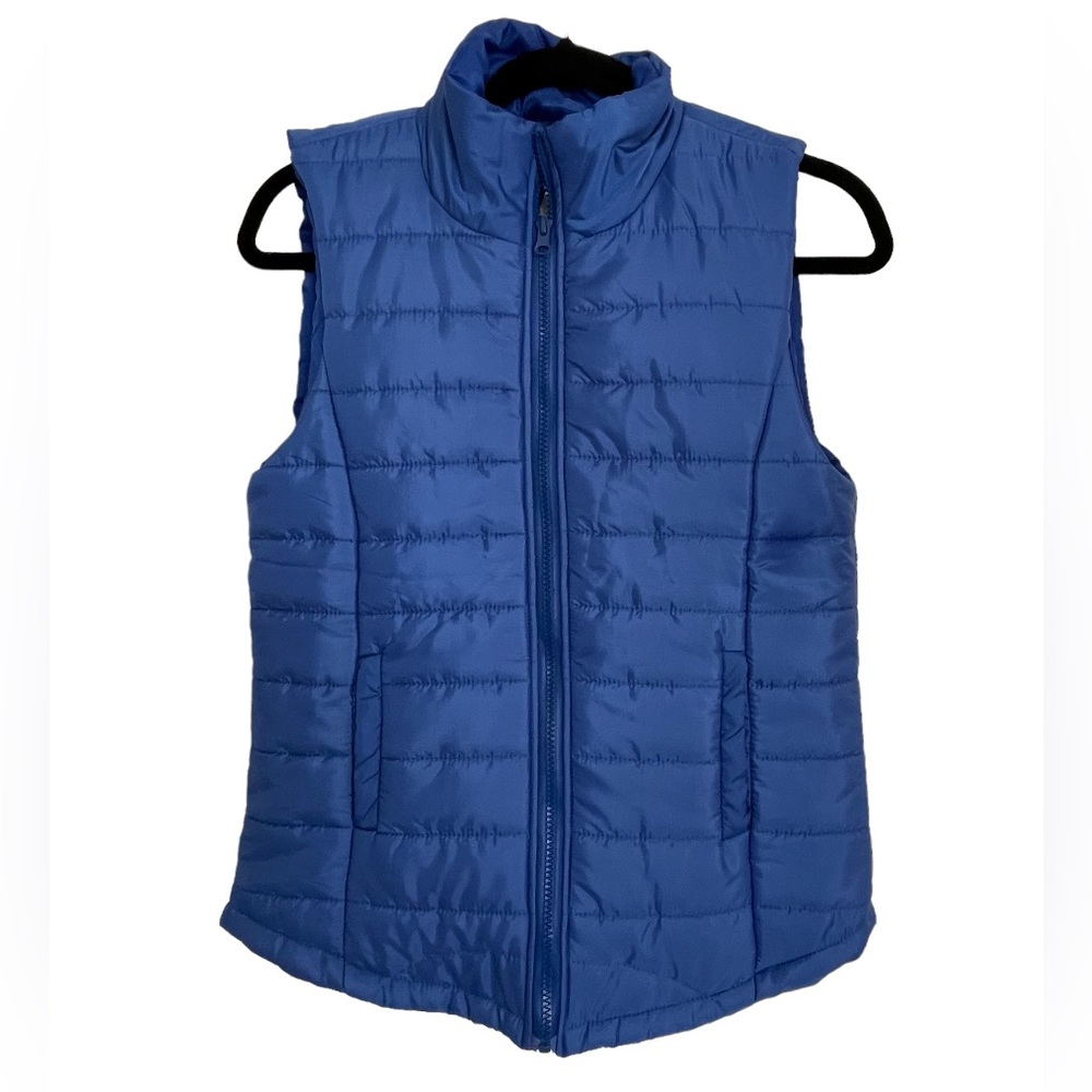 Say What ? Women’s Puffer Zip Front Quilted Insulated Vest Royal Blue SZ…